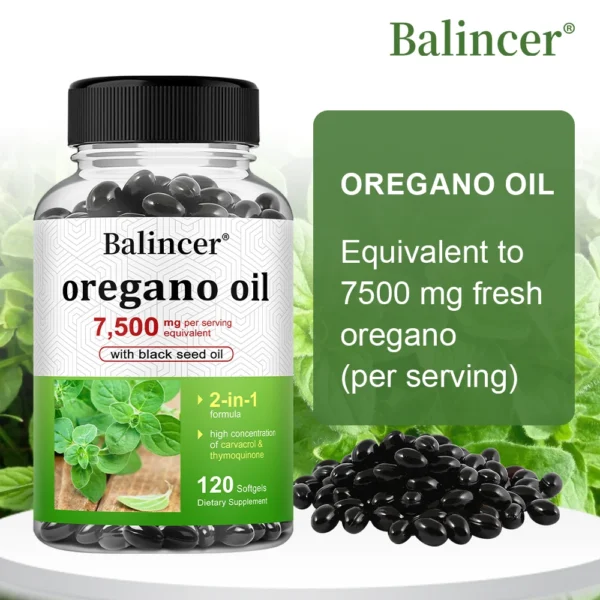 Oregano Oil: with Black Seed Oil for Immune Health, High in Carvacrol and Thymoquinone - Non-GMO