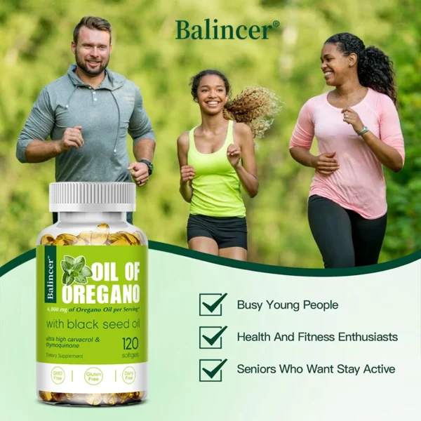 2 in 1 Oil of Oregano Capsules with Black Seed Oil - Relieves Bloating&Flatulence,Digestion,Boosts Immunity