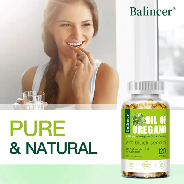 2 in 1 Oil of Oregano Capsules with Black Seed Oil - Relieves Bloating&Flatulence,Digestion,Boosts Immunity - Image 6