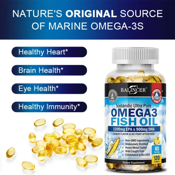 Omega-3 Fish Oil Supplement - with EPA & DHA - Supports Heart and Brain Health Omega 3 Fatty Acids