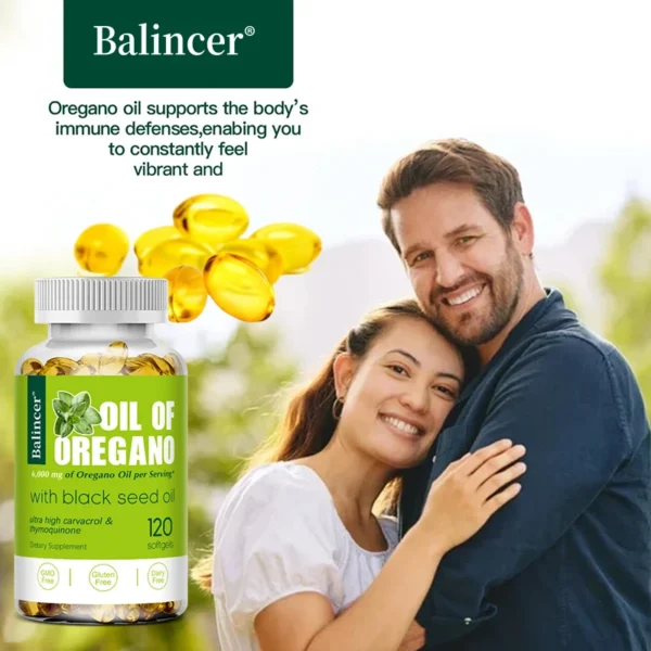 2 in 1 Oil of Oregano Capsules with Black Seed Oil - Relieves Bloating&Flatulence,Digestion,Boosts Immunity