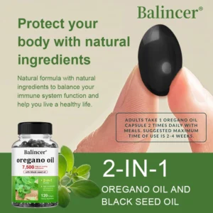 Oregano Oil: with Black Seed Oil for Immune Health, High in Carvacrol and Thymoquinone - Non-GMO