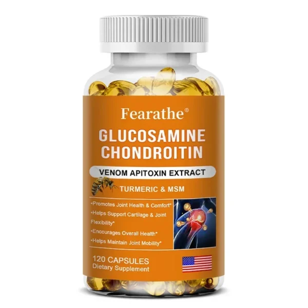 Glucosamine Chondroitin MSM and Turmeric Supplement - Support for Cartilage & Joint Health & Flexibility, Non-GMO Capsules