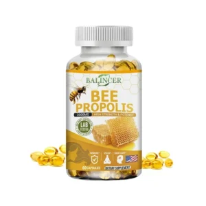 Natural Bee Propolis Capsules - Relieves Joint Pain and Stiffness, Promotes Bone Health, for Immunity and Anti-oxidation