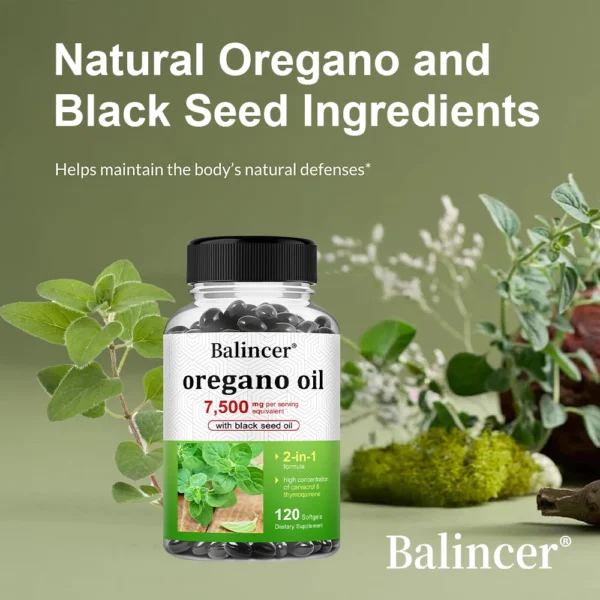 Oregano Oil: with Black Seed Oil for Immune Health, High in Carvacrol and Thymoquinone - Non-GMO