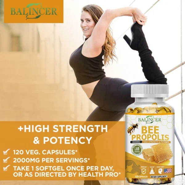 Natural Bee Propolis Capsules - Relieves Joint Pain and Stiffness, Promotes Bone Health, for Immunity and Anti-oxidation - Image 4