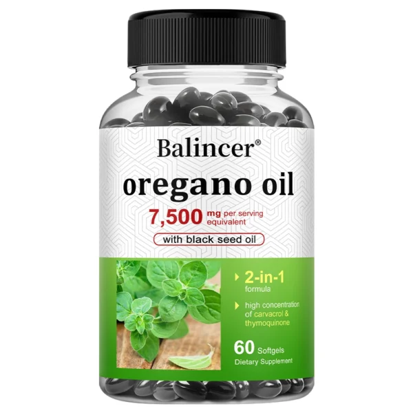 Oregano Oil: with Black Seed Oil for Immune Health, High in Carvacrol and Thymoquinone - Non-GMO