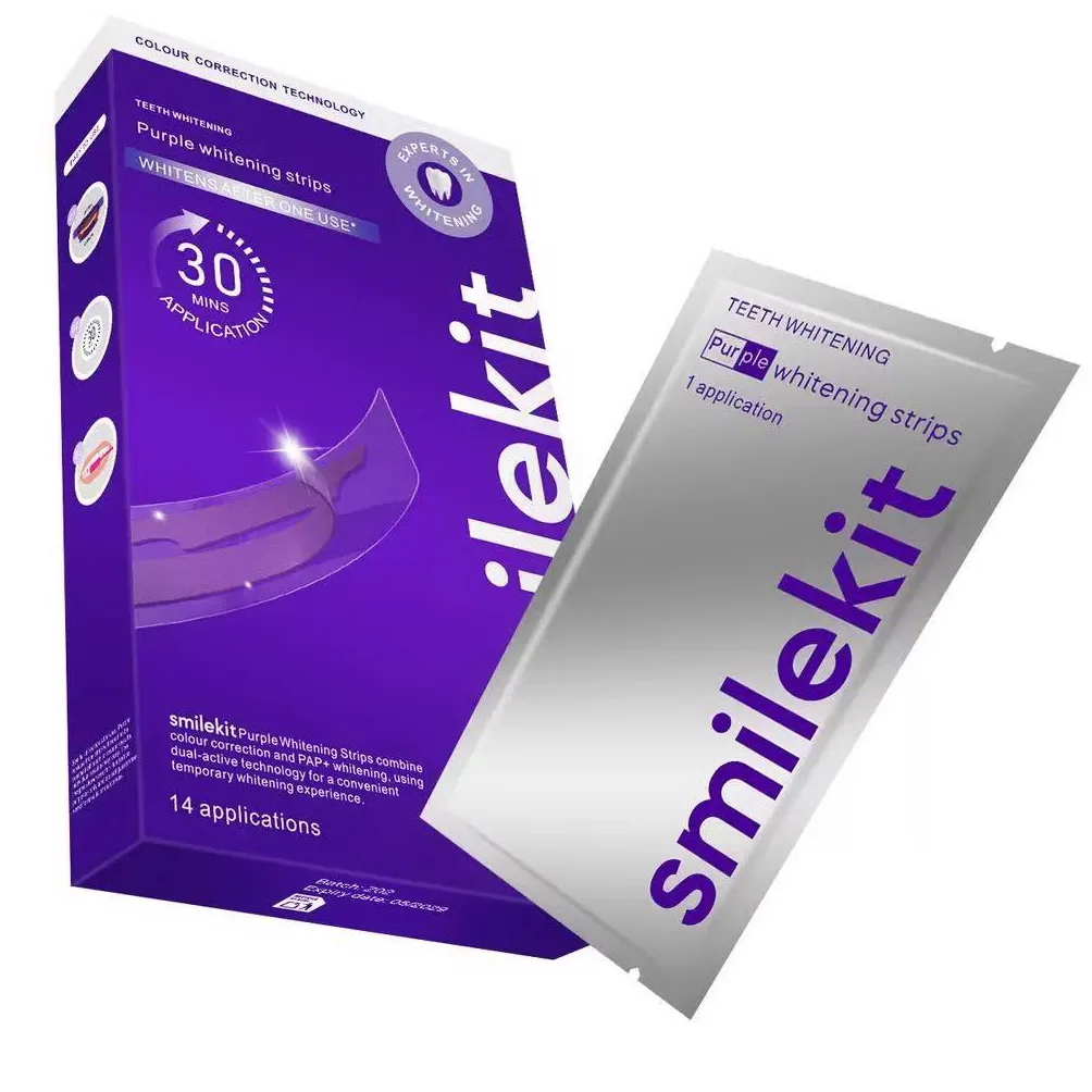 Fita clareadora dental roxa smilekit: Fita v34 roxa clareadora